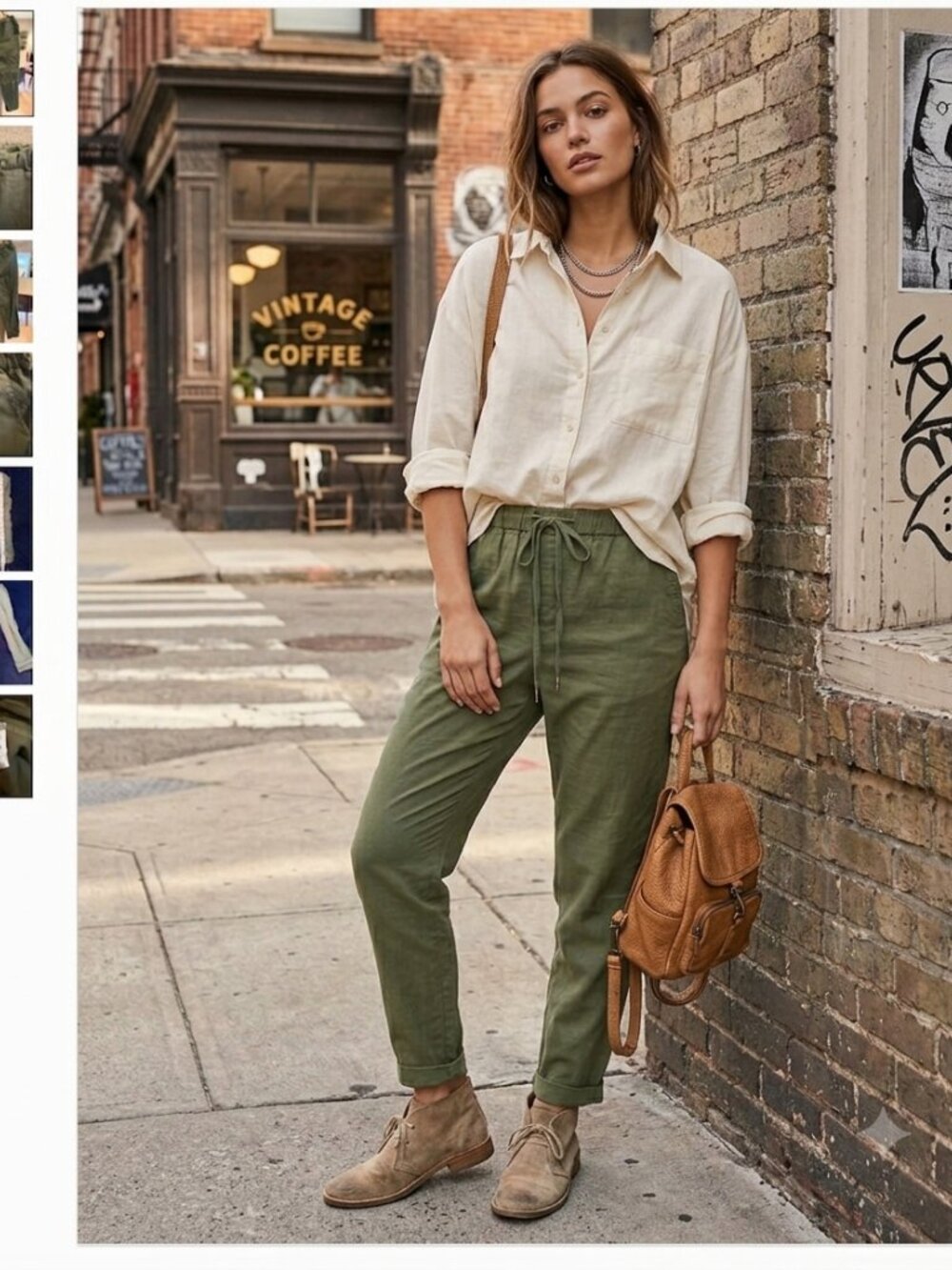 Made in Italy Olive Green Drawstring Jogger Pants Size IT 46 US 10 Stretch Linen